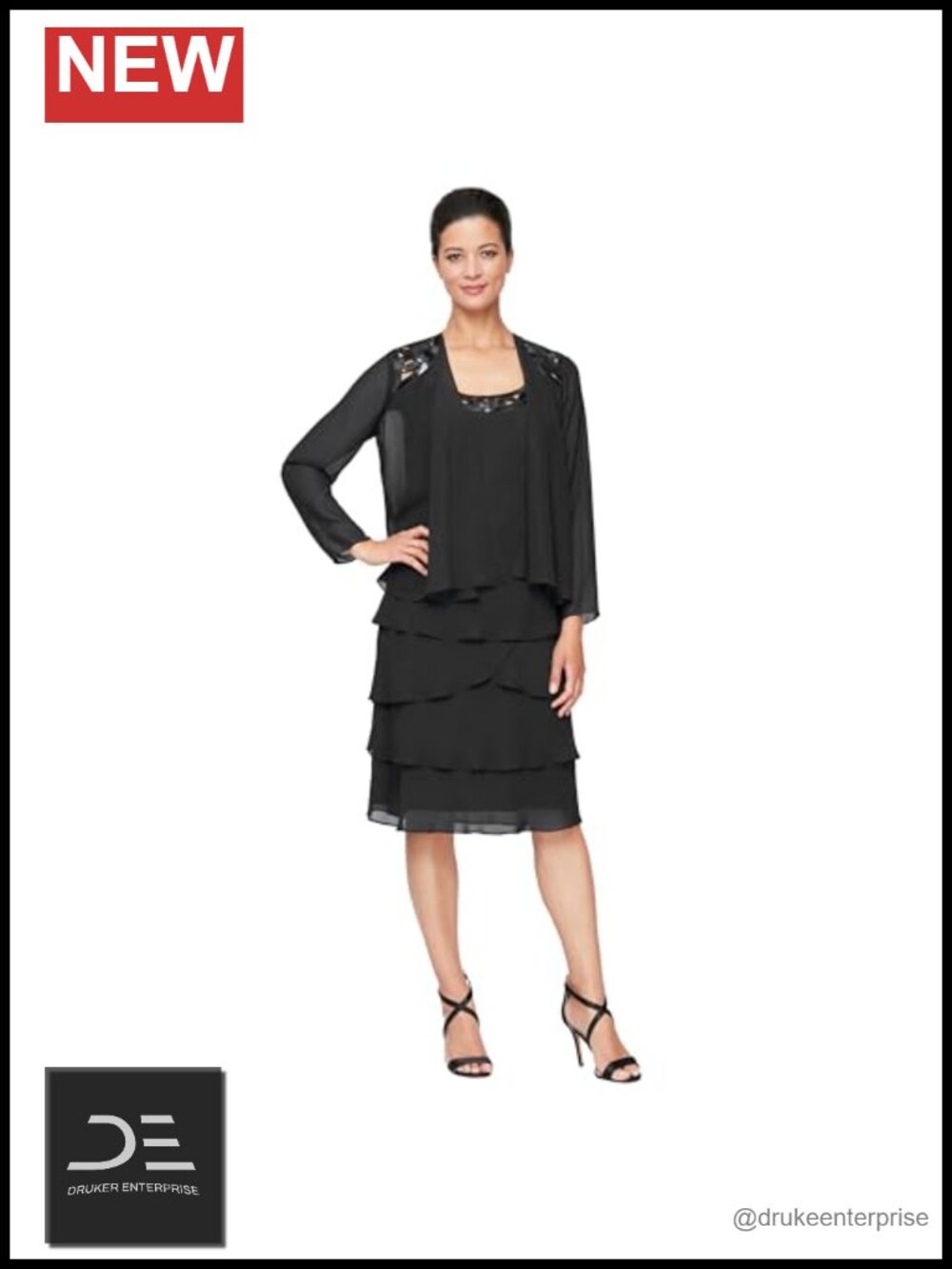 Petite Sequin Cutout Shoulder Jacket Dress
